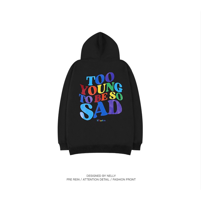 Áo Hoodie Nelly Heybig - 2 Young 2 be sad màu đen
