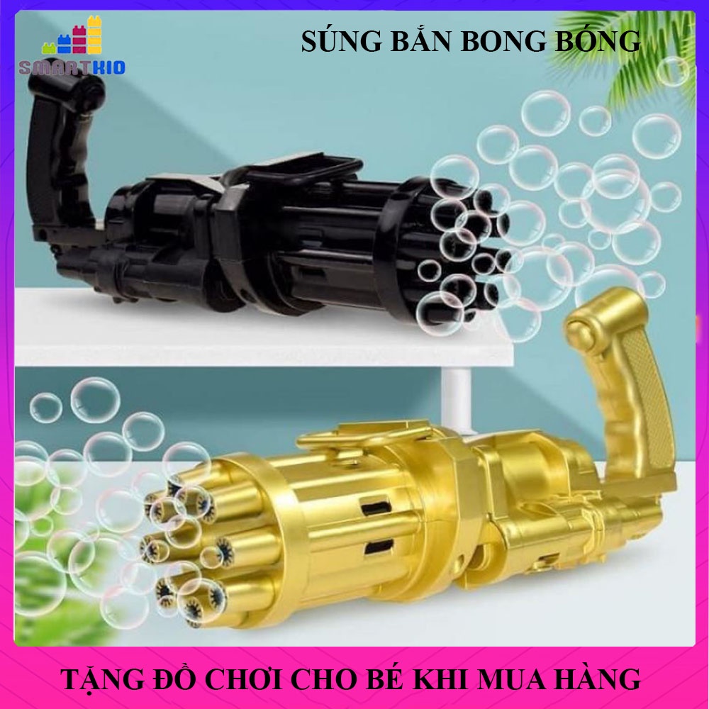 Súng Bắn Bong Bóng 8 Nòng Siêu Mạnh, Đồ Chơi Trẻ Em Tạo Bong Bóng Cho Bé, Tặng Kèm Đồ Chơi Chuồn Chuồn, Bảo Hành 3 Tháng