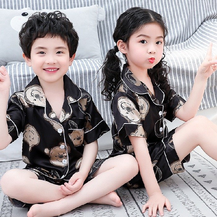 Bộ quần áo bé trai bé gái Kangmin kids, pijama cho bé trai bé gái chất lụa mêm PM08, bộ đồ ngủ cho bé từ 7-28kg