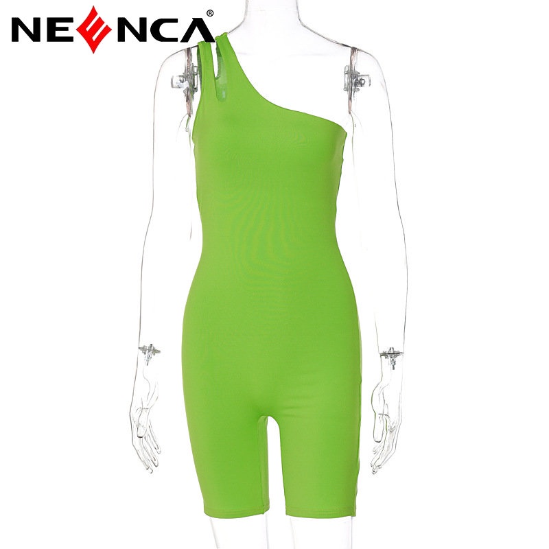 Bộ áo liền quần thể thao NEENCA nâng hông một vai màu trơn thời trang dành cho nữ | BigBuy360 - bigbuy360.vn