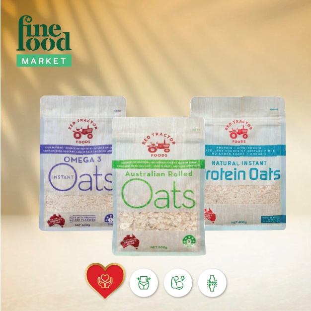 [Combo tiết kiệm] yến mạch protein Red Tractor Foods 400gr + omega3 Red tractor gói 500gr +  Rolled Oats gói 500gr