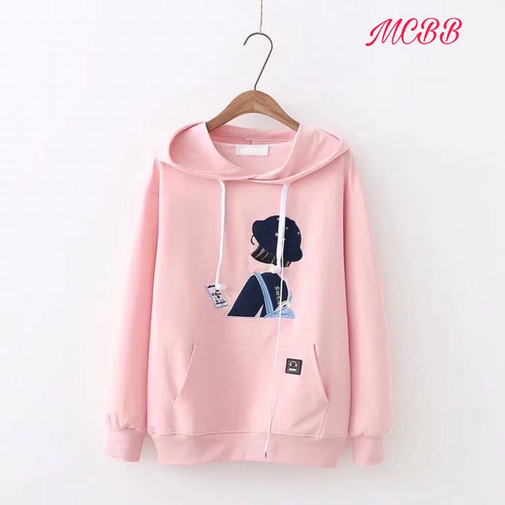 Áo hoodie tay dài cho bé và mẹ chất thun cotton xinh mát có 4 màu như hình