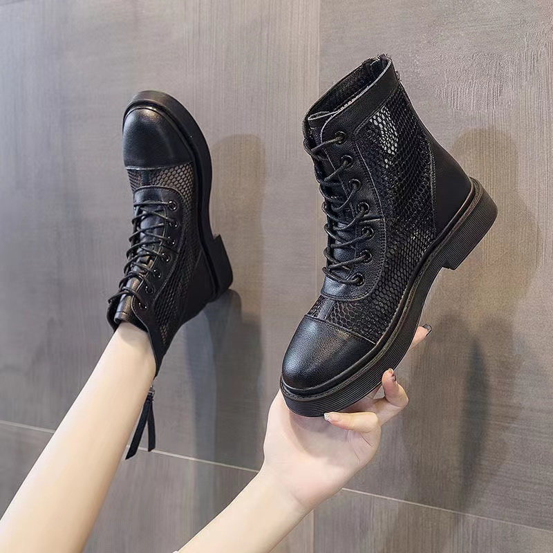 Giày boot Martin cổ ngắn đế lót nhung mềm mại chống trượt thời trang mùa đông cho nữ