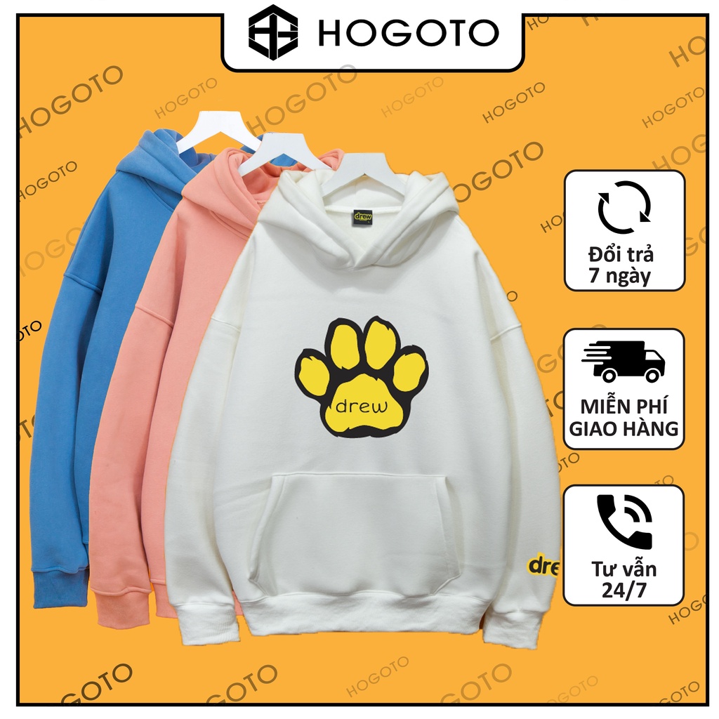 Áo nỉ Hoodie Drew CHÂN GẤU Hogoto shop , Áo hoodie nam nữ nỉ bông cotton