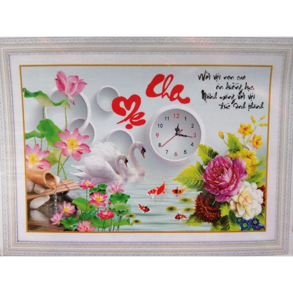 Tranh đính đá đồng hồ Cha mẹ (chưa đính) YN5529