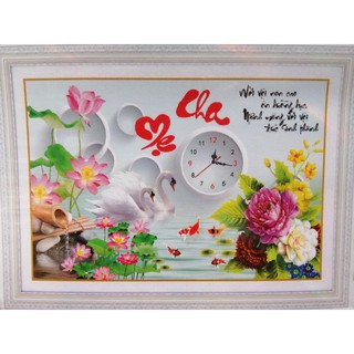 Tranh đính đá đồng hồ Cha mẹ YN5529