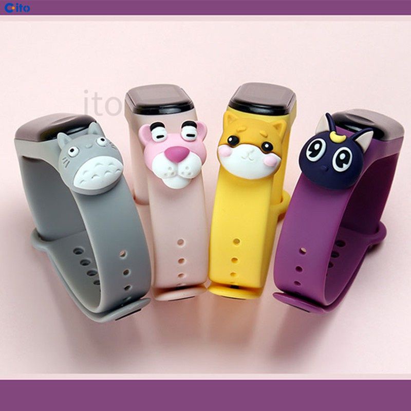 3D Dây Đeo Phim Hoạt Hình Xiaomi Mi ban nhạc 6/5/4/3 Ban Nhạc Silicone Dây Đeo cho Miband 6/5/4/3 Vòng tay dễ thương