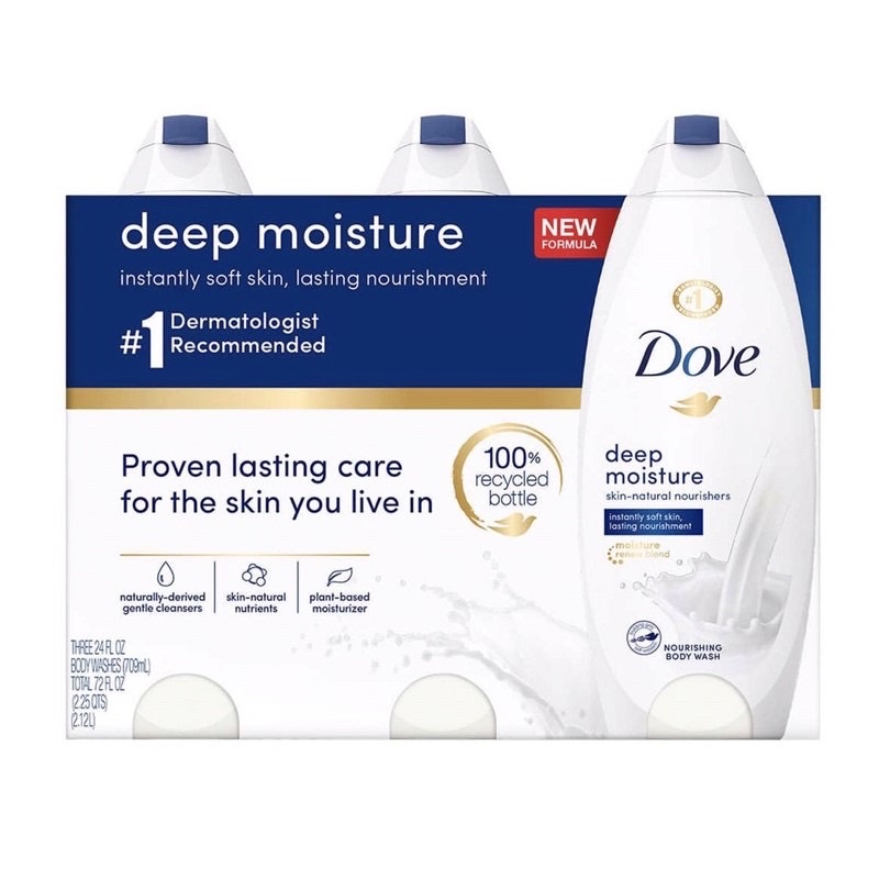 Sữa tắm dove Mỹ chính hãng moisture (loại mới, loại cũ) và sensitive skin