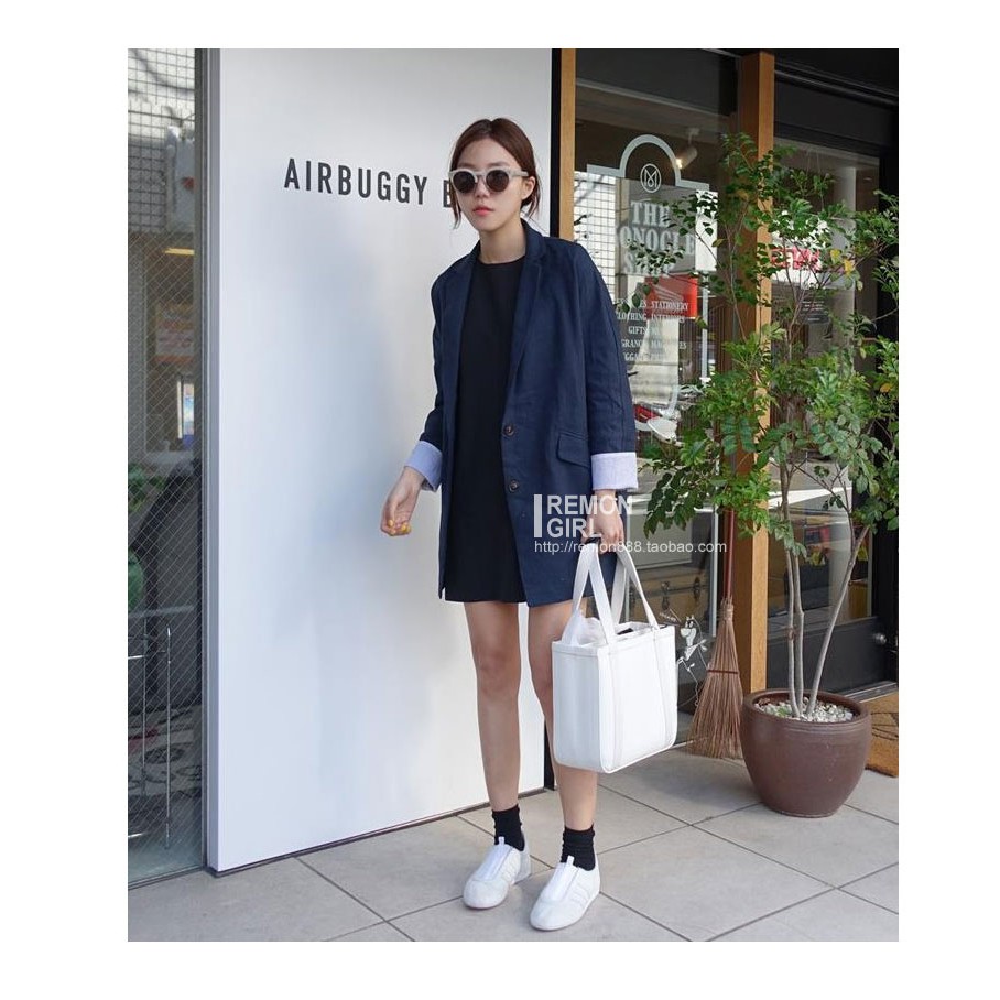 Blazer linen màu xanh navy AK006 | BigBuy360 - bigbuy360.vn