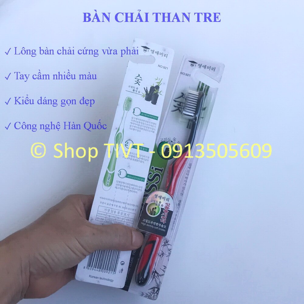 Bàn chải răng độ cứng vừa phải với đầu lông thanh mảnh dễ dàng làm sạch khe răng, nguyên liệu thân thiện môi trường-TIVT