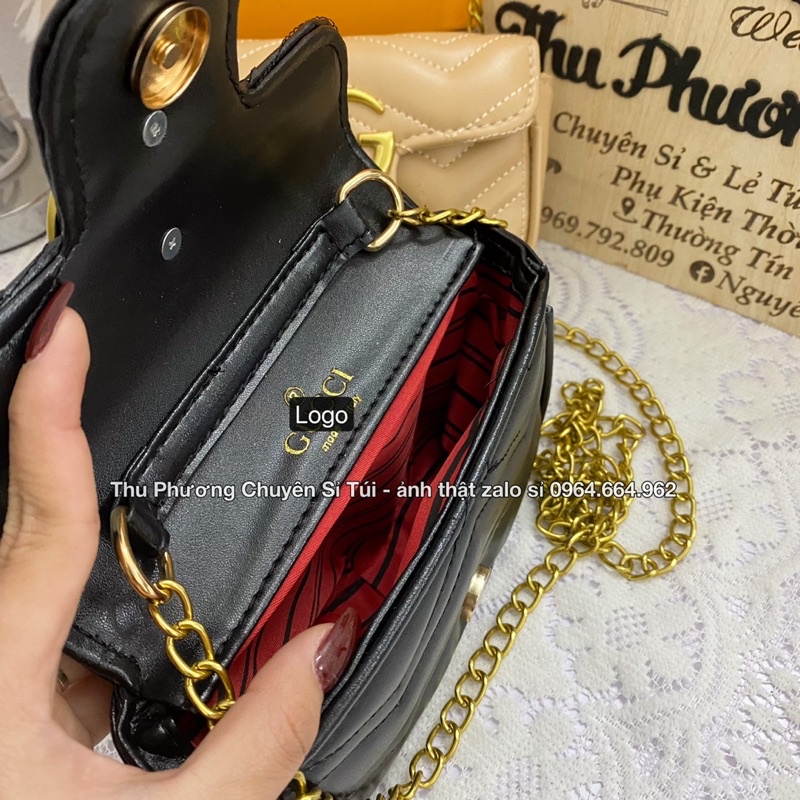 Túi G.c GÙCCII Mamont Đeo Chéo kẹp nách- cầm tay thời trang, lót đỏ size 18 (ảnh shop chụp - kèm video)