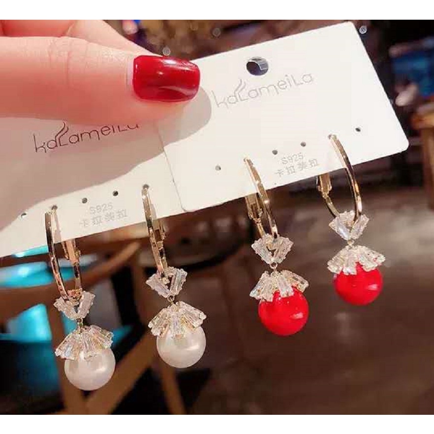 Khuyên Tai Nơ Đính Ngọc Trai Sang Trọng Cho Nữ