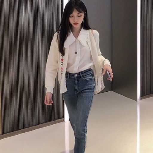 Áo Khoác Cardigan Dệt Kim Thêu Hoa Thời Trang Thu Đông Cho Nữ 2021