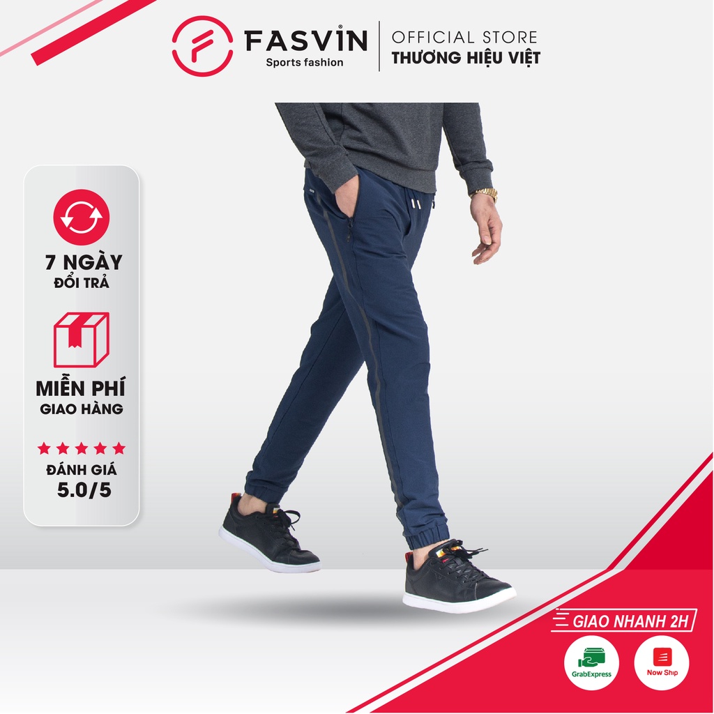 Quần Jogger Nam Thể Thao Fasvin gấu bo vải kaki co giãn có khóa túi tiện dụng đi chơi hay mặc nhà DC20424.3.HN