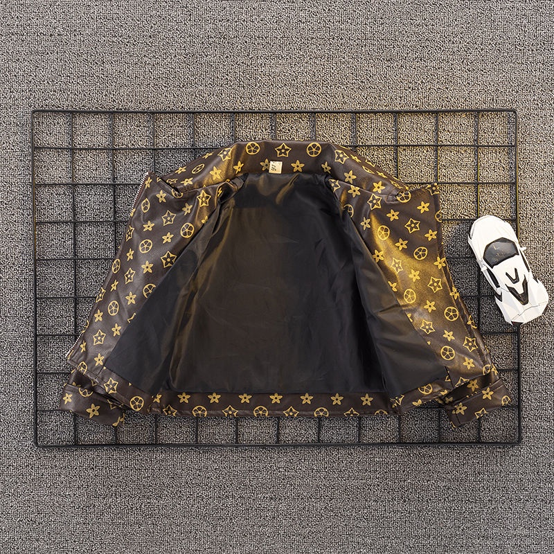 Áo Khoác Da Có Mũ Trùm Khóa Kéo In Họa Tiết New Presbyopic Thời Trang Đường Phố Mới Năm 2021 Cho Bé Trai Bé Gái