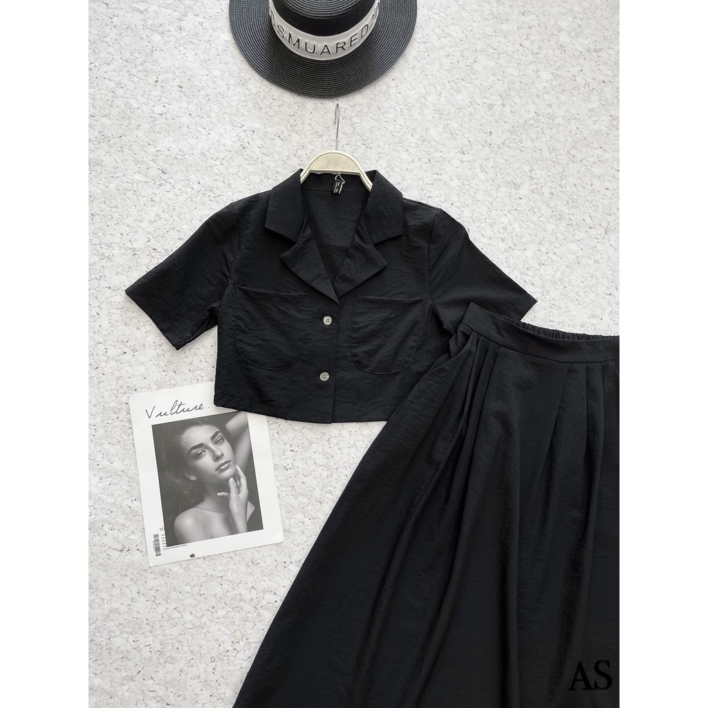 SET BỘ CỔ VEST CV XẾP LY TÚI TRÒN