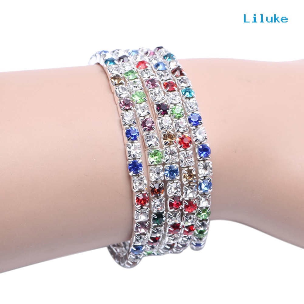 Vòng Tay Hợp Kim Đính Đá Màu Trơn Kiểu Dáng Sang Trọng Cho Nữ