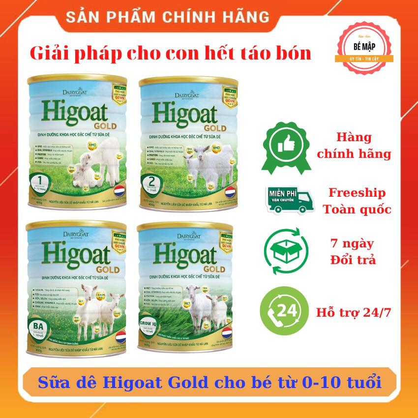 Sữa dê Higoat Gold số 1 cho bé dị ứng đạm sữa bò lon 400g/800g