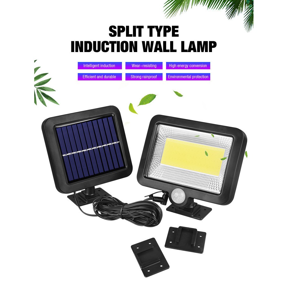 Đèn LED gắn tường cảm biến chuyển động PIR 128 bóng chống nước 3 chế độ chạy năng lượng mặt trời