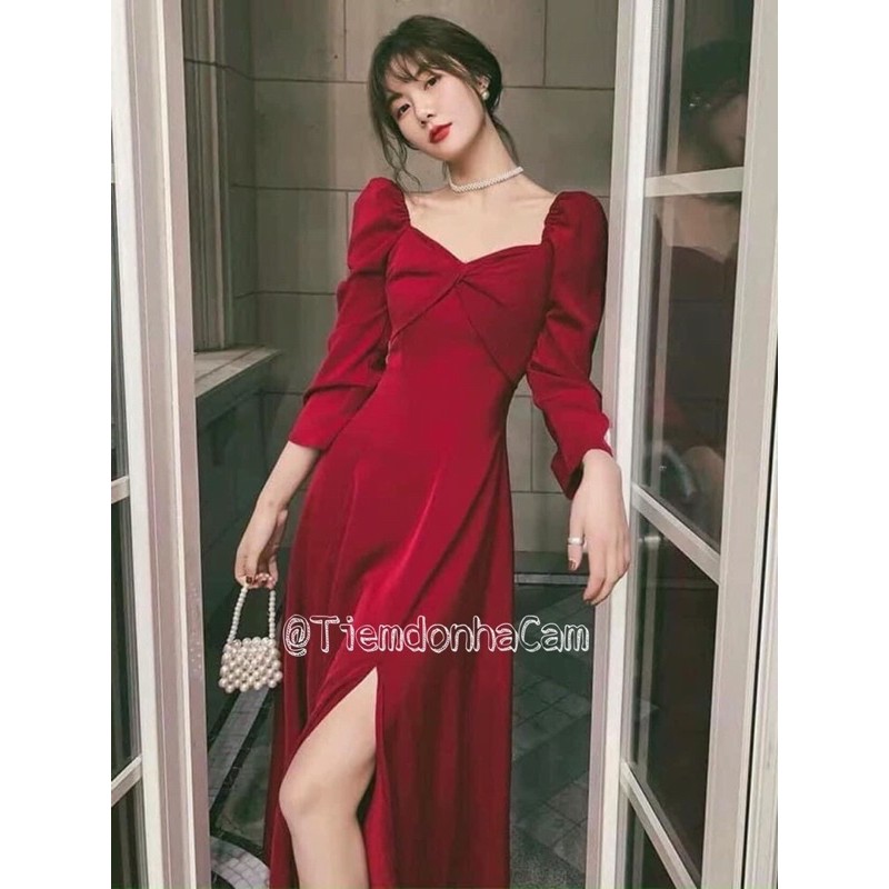Đầm dạ hội xẻ tà cực chanh xả (hình thật ở cuối)