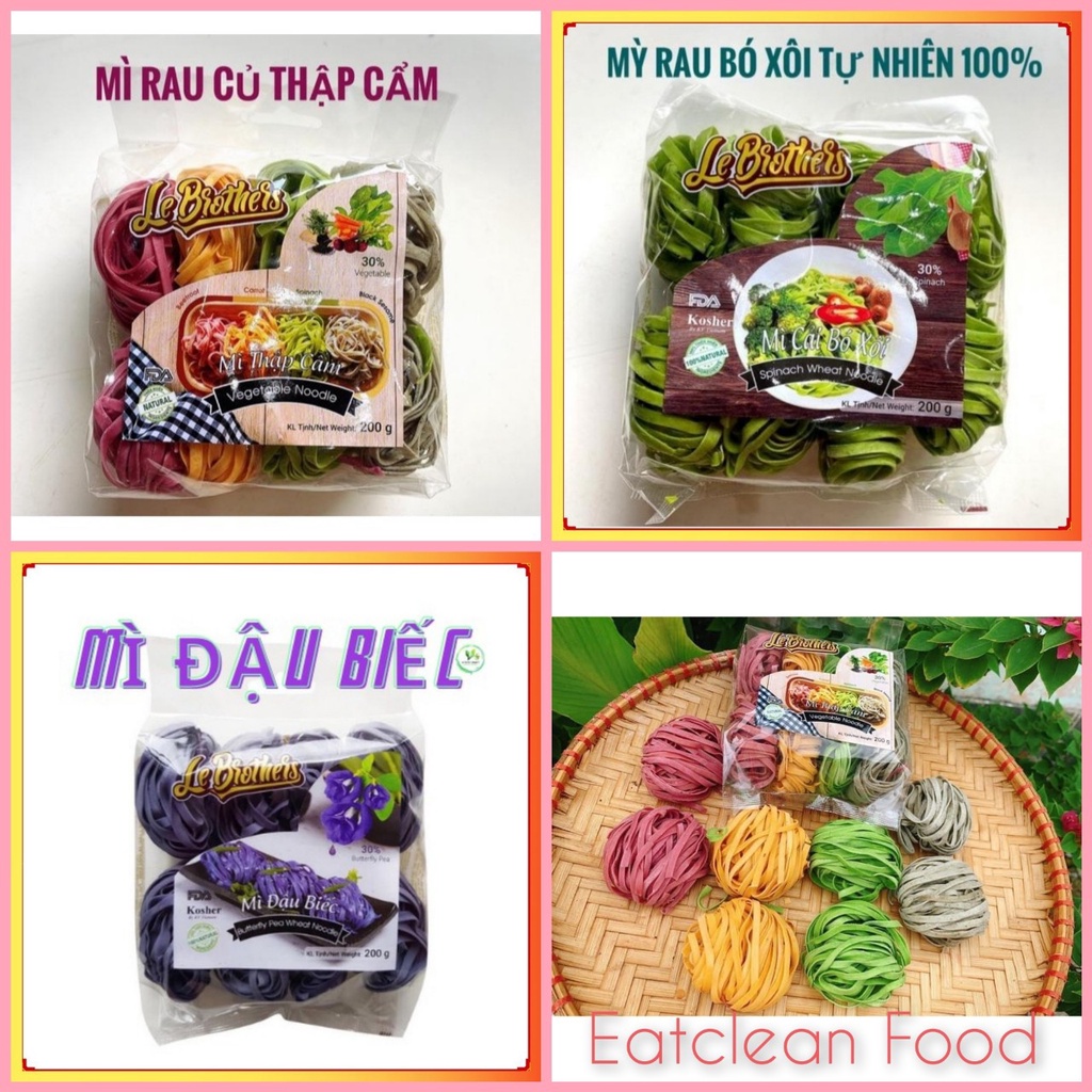 Mì tươi rau củ thập cẩm Le Brother- mì rau củ organic Duy Anh Food hàng xuất khẩu (200g=8 vắt)