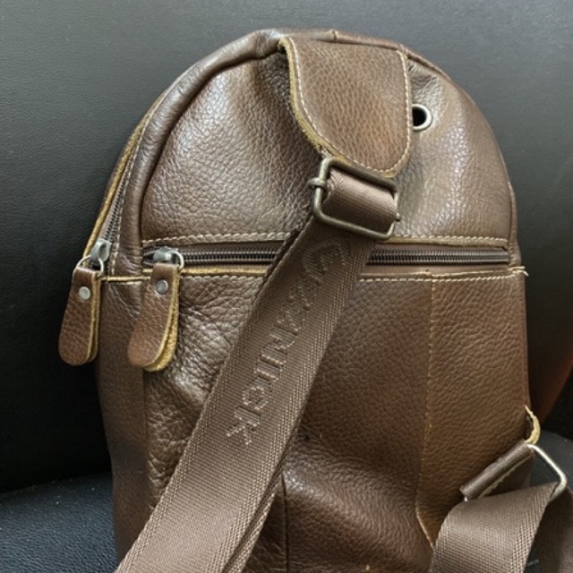 Túi bao tử da mềm dày dặn nhiều ngăn nâu bò