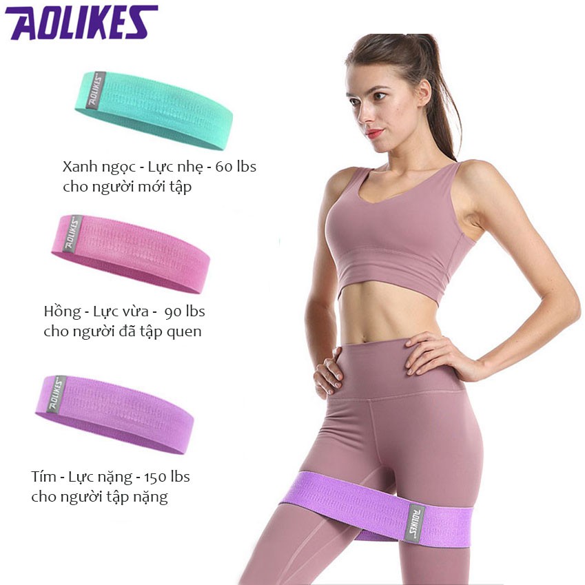 Dây Kháng Lực Đàn Hồi Tập Mông Miniband Aolikes Cao Cấp, Dây Đàn Hồi Tập Yoga Gym Sợi Vải Mềm Siêu Bền Chống Tuột BO24