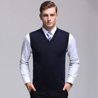 [Ảnh Thật] Áo gilê len nam cổ tim thời trang AN-299i