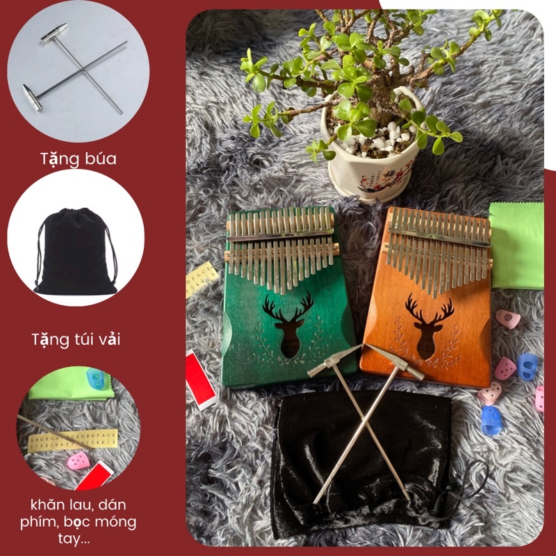 Đàn Kalimba Giá Rẻ, 17 Phím Mềm Không Đau Cho Người Mới Tập Chơi - Tặng Kèm Chọn Bộ Phụ Kiện