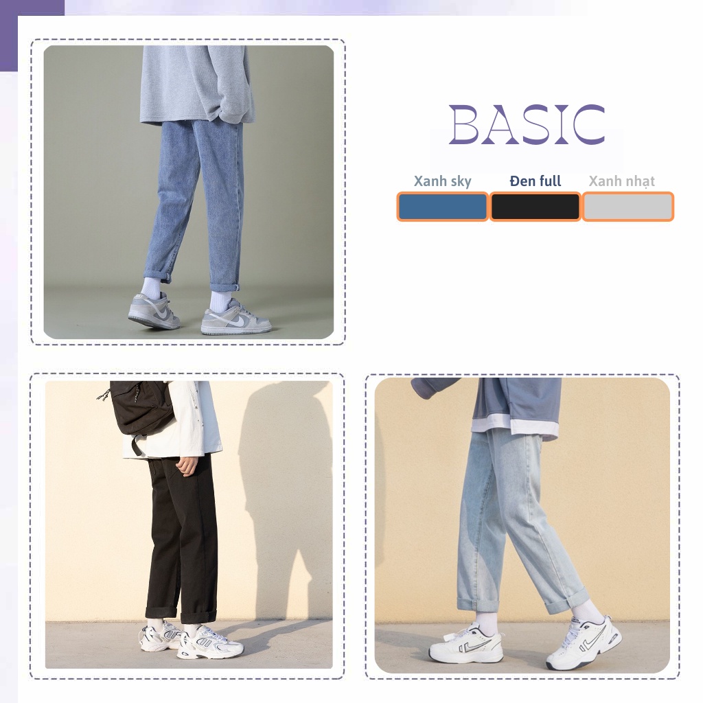 Quần jean nam baggy ống suông rộng BASIC vải bò jeans cao cấp unisex phong cách hàn quốc 2022