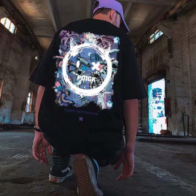 Áo Thun Tay Lỡ Dáng Rộng In Hình Mặt Cười Phong Cách Hip Hop Thời Trang Cho Nam