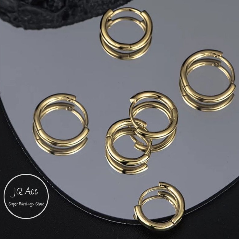 Bông Tai Titan Nữ Bộ Khuyên Tai Tròn Bằng Thép Titan Không Gây Dị Ứng Thời Trang Cho Nữ