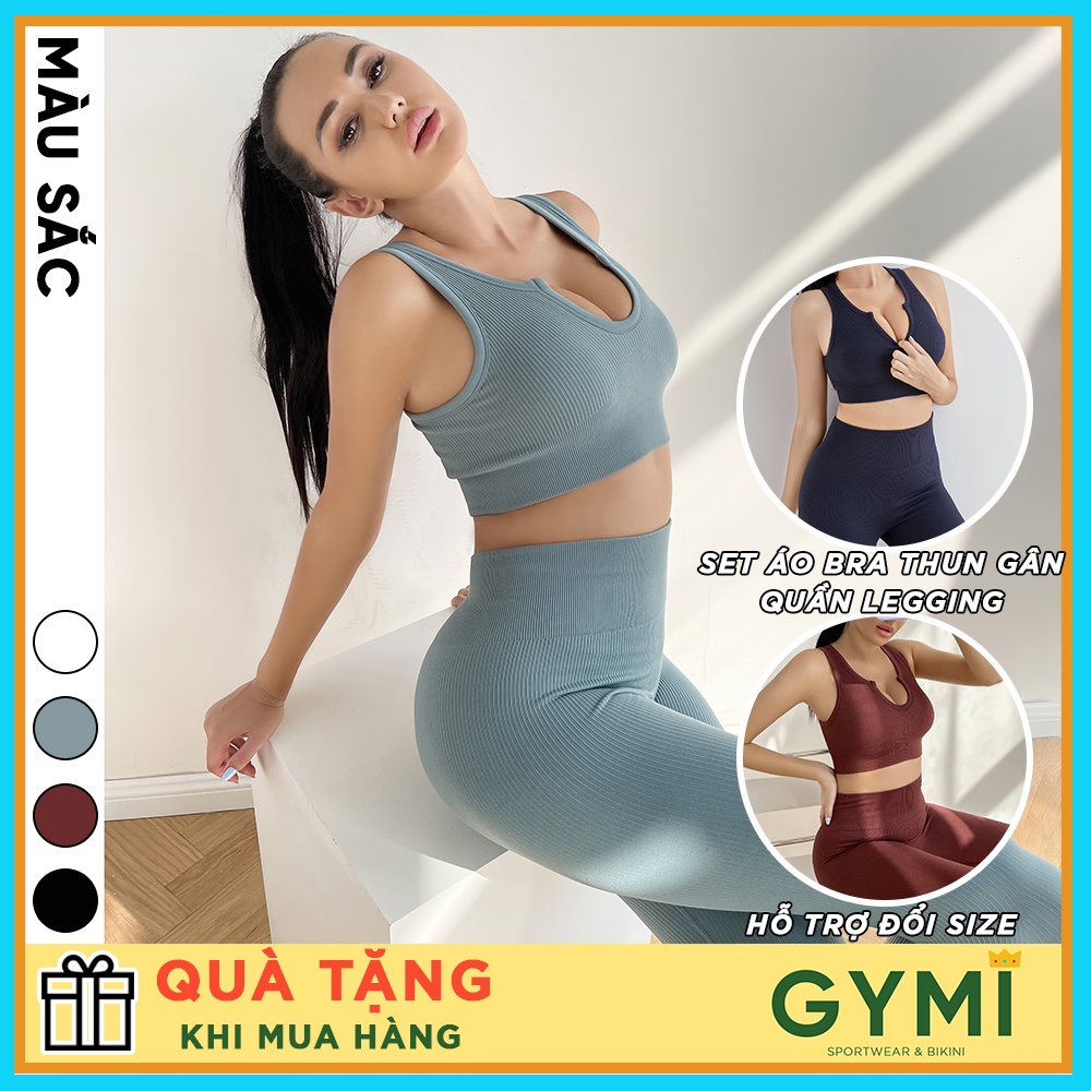 Set bộ đồ tập gym yoga nữ GYMI SET16 gồm áo bra và quần legging thể thao