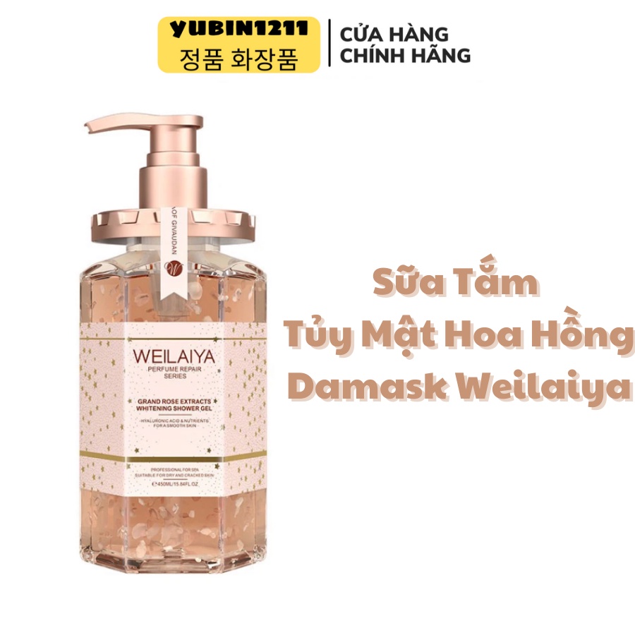 Sữa Tắm Nước Hoa Weilaiya Chính Hãng Tủy Mật Hoa Hồng Damask 450ml Hương Thơm Quyến Rũ Sang Trọng