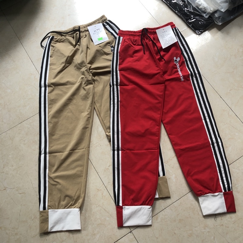 Quần Gió thể thao bo gấu nữ co giãn nhẹ không nhăn Thêu Hit Hot