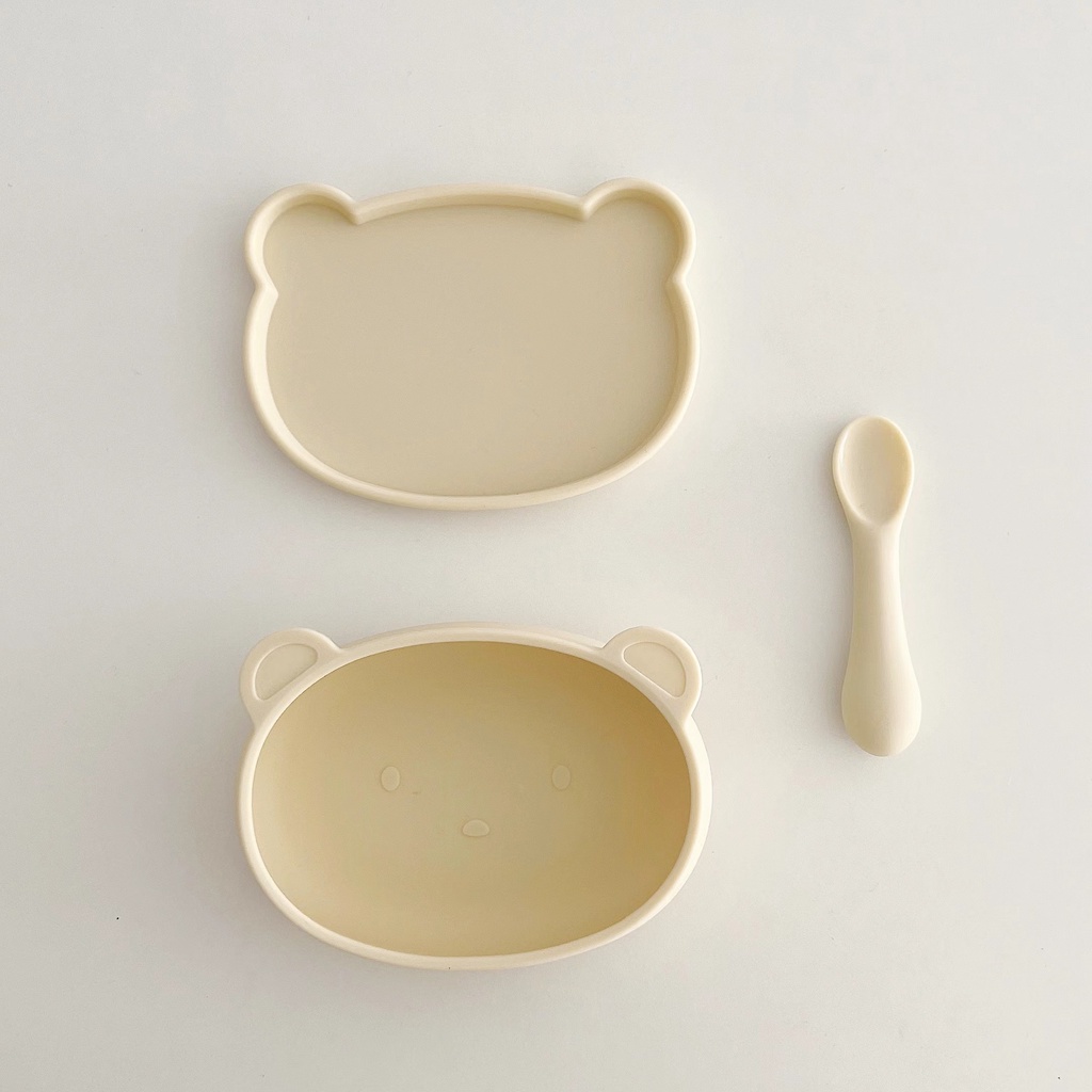 Tô Đựng Thức Ăn Bằng Silicone Chống Sốc Hình Gấu Dễ Thương Cho Bé