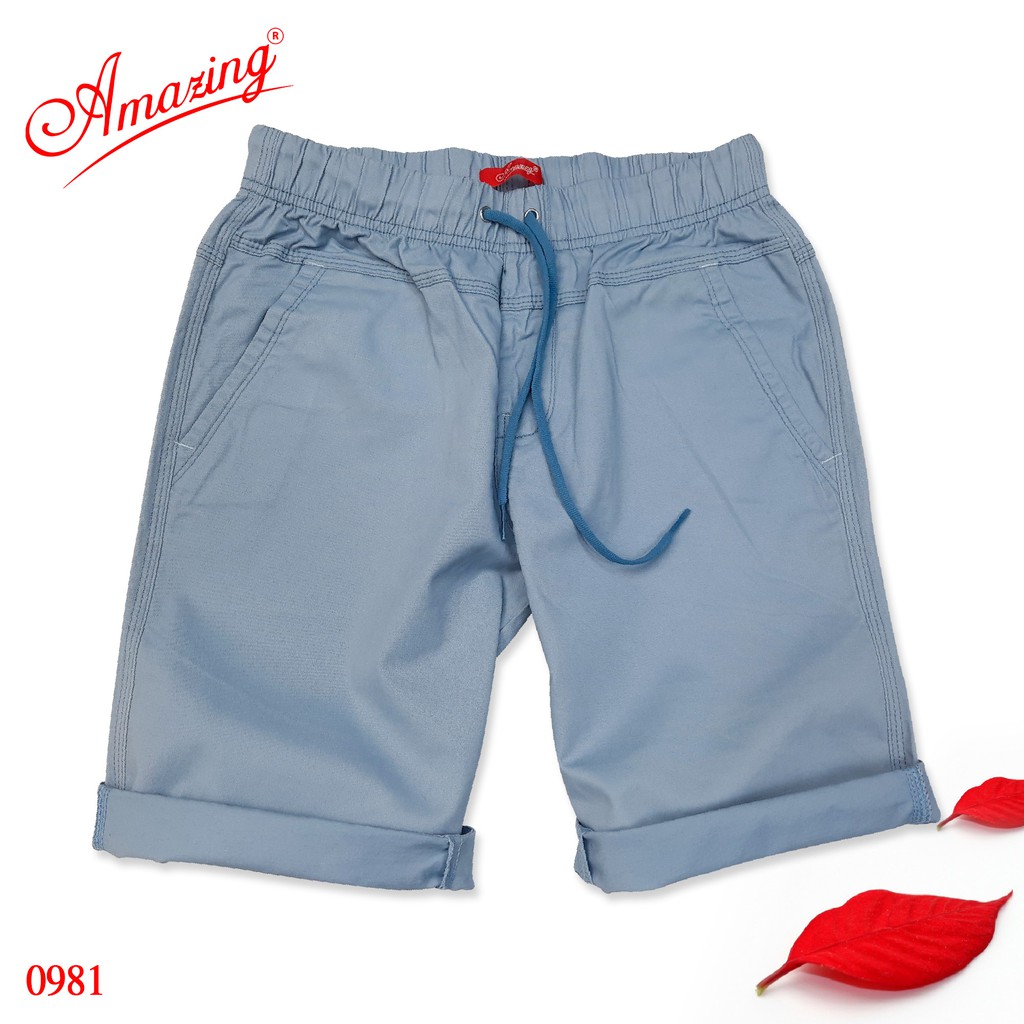 Quần sọt nam thương hiêu Amazing, phong cách thể thao, short kaki lưng thun unisex, có big size