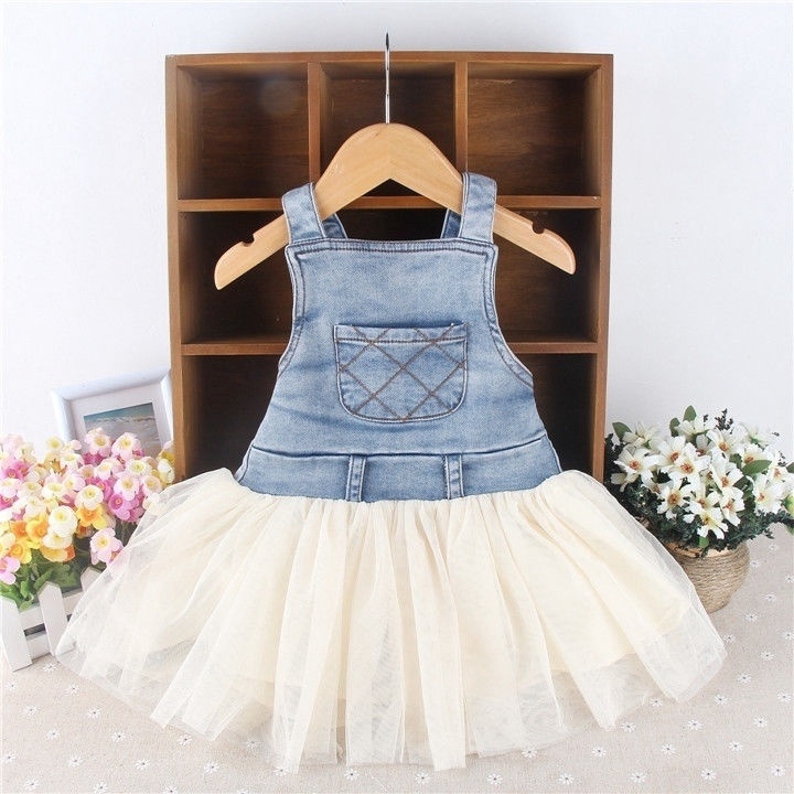 Đầm denim và băng đô xinh xắn dành cho bé gái từ 6 tháng - 4 tuổi
