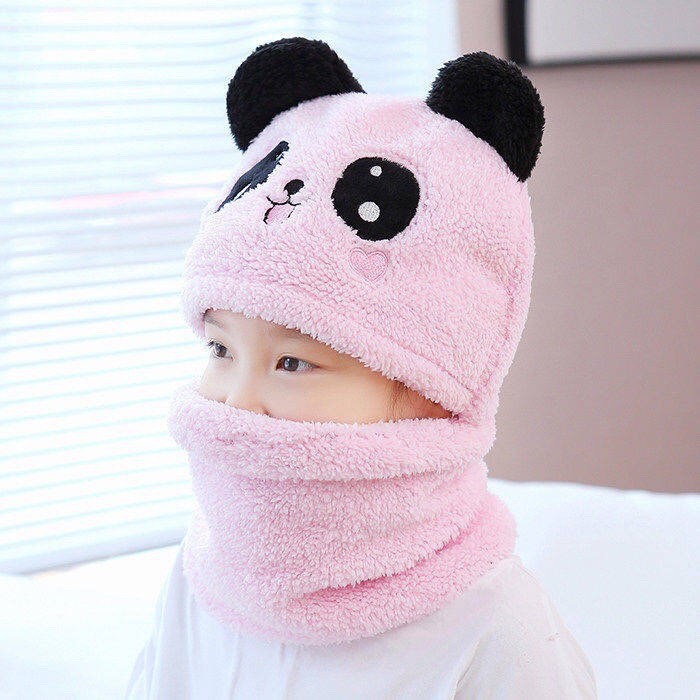 Mũ len trùm đầu tai gấu dễ thương liền khăn cổ giữ ấm chồng gió lạnh mùa đông cho bé _tienichhay