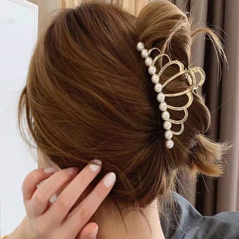 Kẹp Tóc Hình Vương Miện / Ngôi Sao / Cá Mập / Vương Miện Bằng Hợp Kim Đính Ngọc Trai Phong Cách Hàn Quốc Cho Nữ