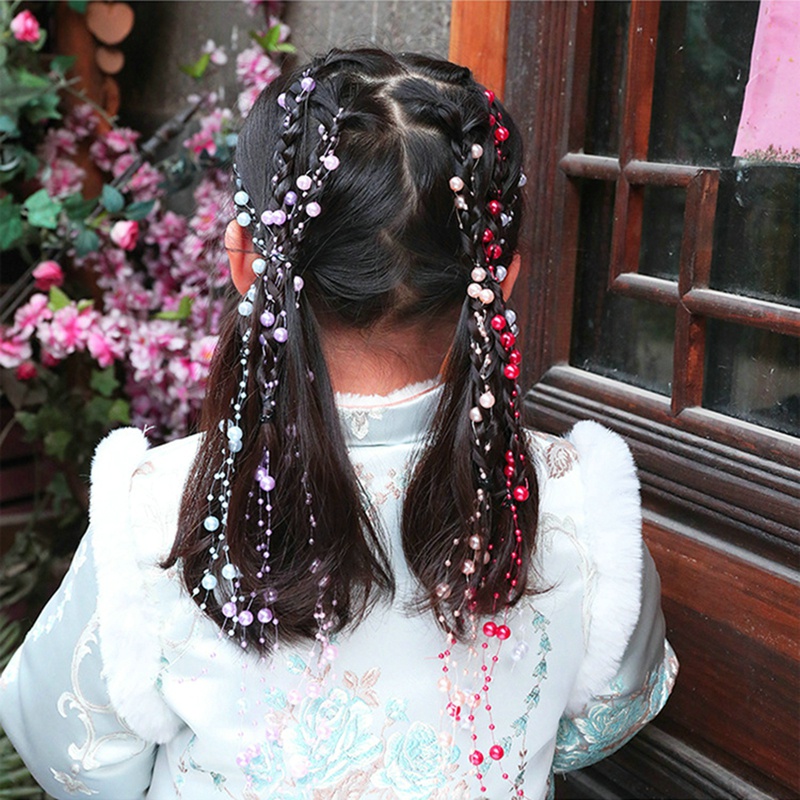 Dây Cột Tóc Đính Ngọc Trai Xinh Xắn Cho Bé Gái