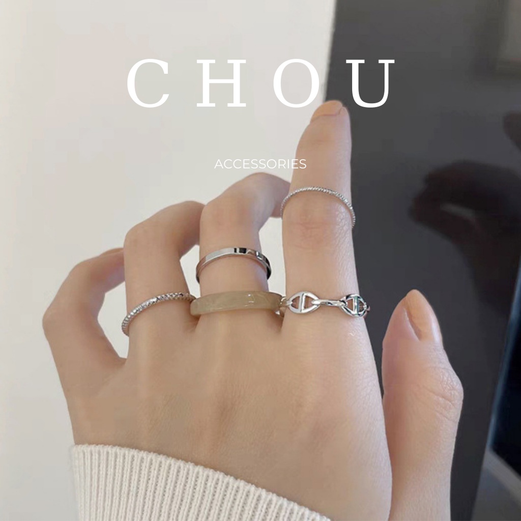 Set 5 Nhẫn Phối Màu Be | CHOU ACCESSORIES |