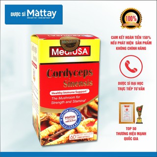 Cordyceps Sinensis - MediUSA - Chai 60 Viên - Bồi Bổ Nguyên Khí, Tăng Cường Sinh Lực