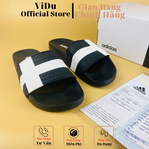 Dép nam thời trang ADIDAS ViDu 8722 hai màu trắng đen thiết kế ôm chân, quai sần chống bám nước