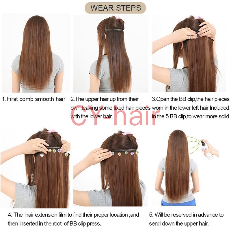 【COD ✨ Bộ Tóc Giả Thẳng/Dài Bằng Sợi Tổng Hợp Màu Đen Hồng Dùng Hóa Trang Cho Nữ