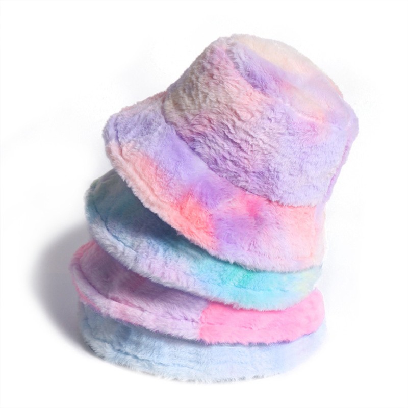 Nón Bucket Phối Màu Cầu Vồng Thiết Kế Đơn Giản Cho Nữ