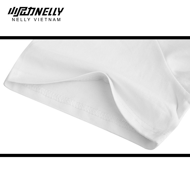 Áo thun tay lỡ NELLY cotton 4 chiều dáng unisex màu trắng trơn mã N0126