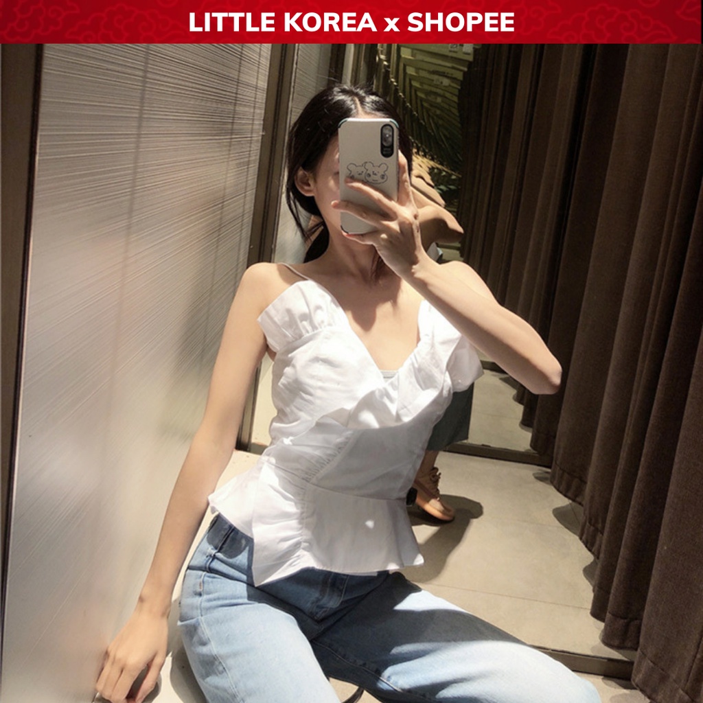 Áo 2 Dây Nữ Kiểu Bản Nhỏ Cổ Chữ V, Áo Hai Dây Bún Chiết Eo Hở Lưng - LITTLE KOREA