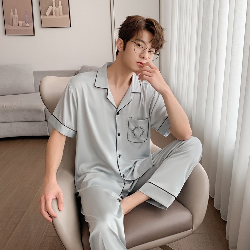 NG8758 Bộ pyjama đôi nam nữ ngắn tay vải lụa satin mềm rũ cao cấp hàng nhập - Thời Trang Dương