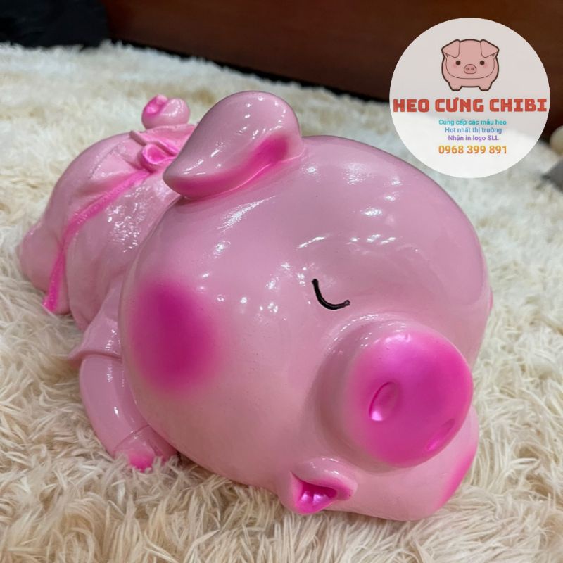 Heo Cưng ChiBi - Heo Ngủ Pink size Khủng 35cm - Heo đất tiết kiệm, Lợn ngủ cute